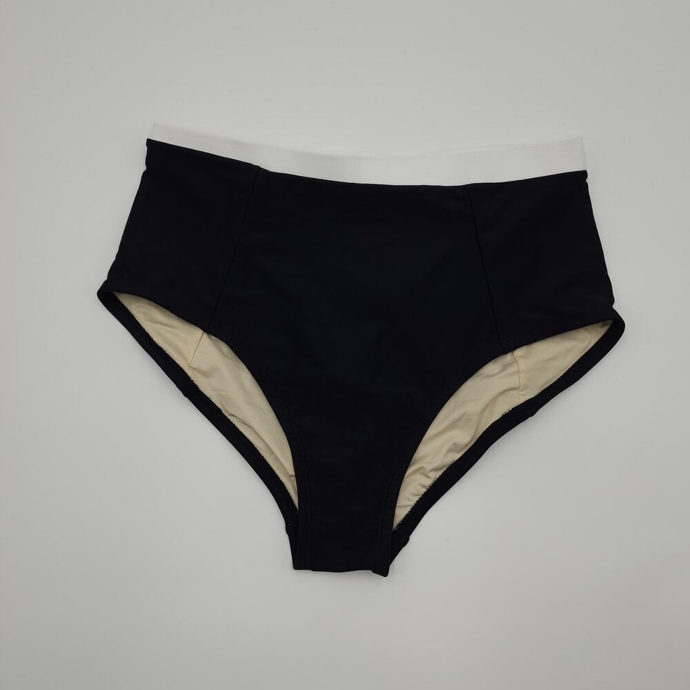 Coastal Blue High Rise Bikini Bottom in Black Women's Size M
